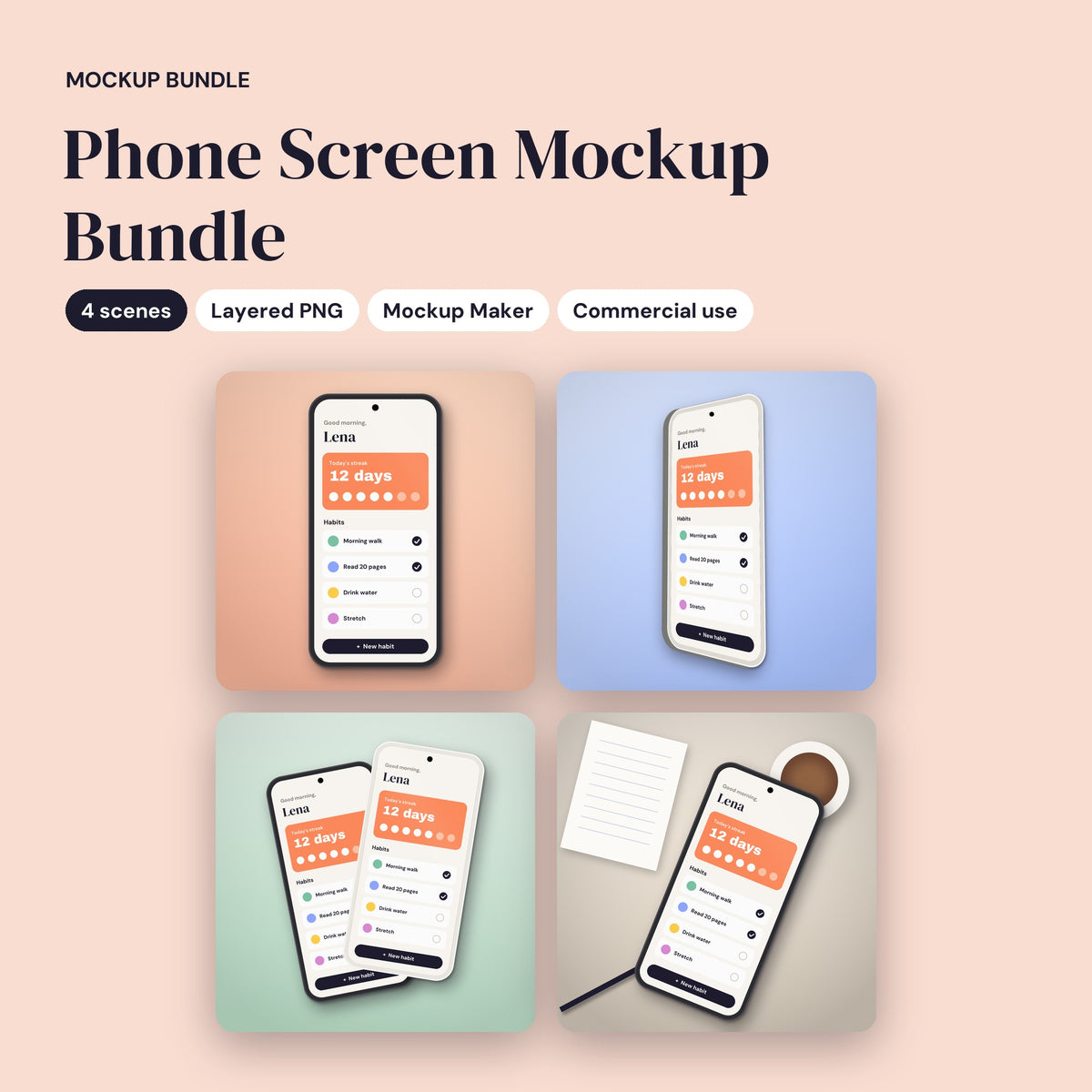 Phone Screen Mockup Bundle - cover