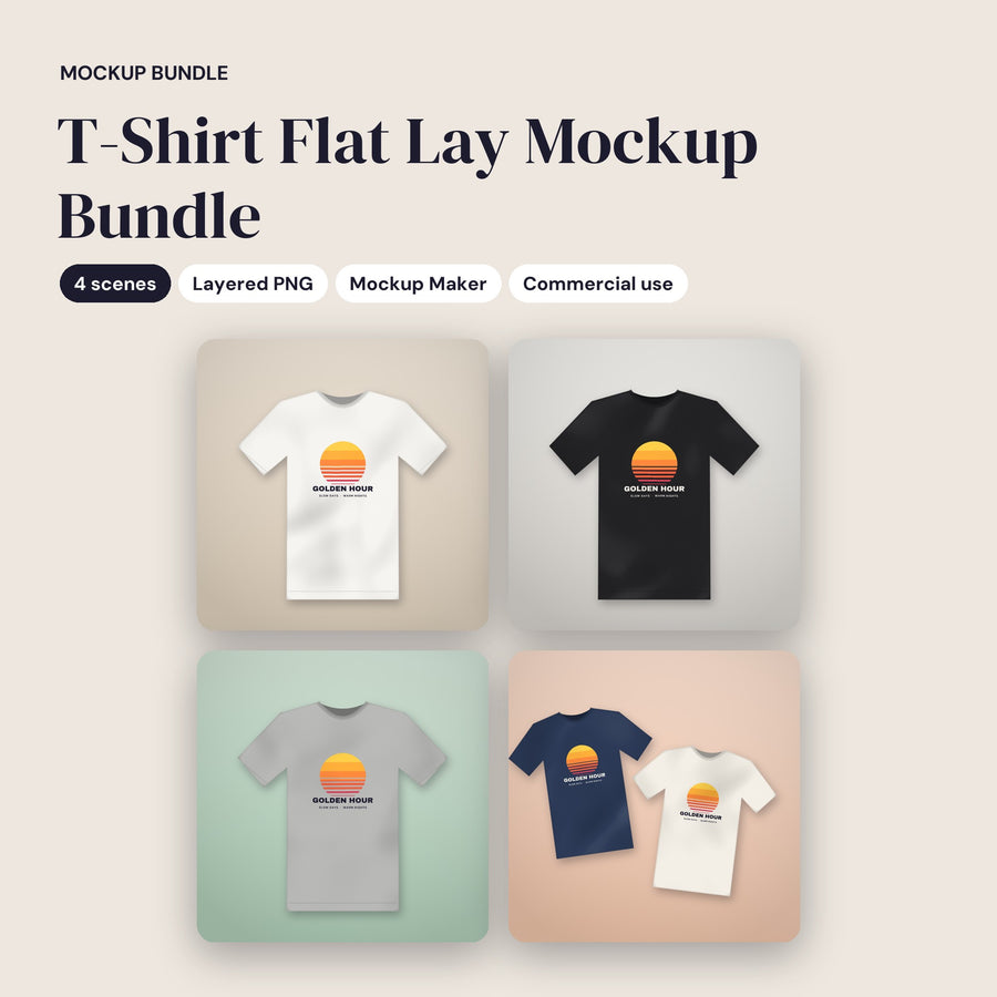 T-Shirt Flat Lay Mockup Bundle - cover